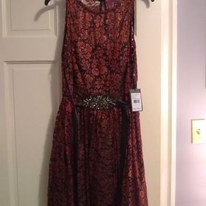 Adrianna Papell red and black formal dress